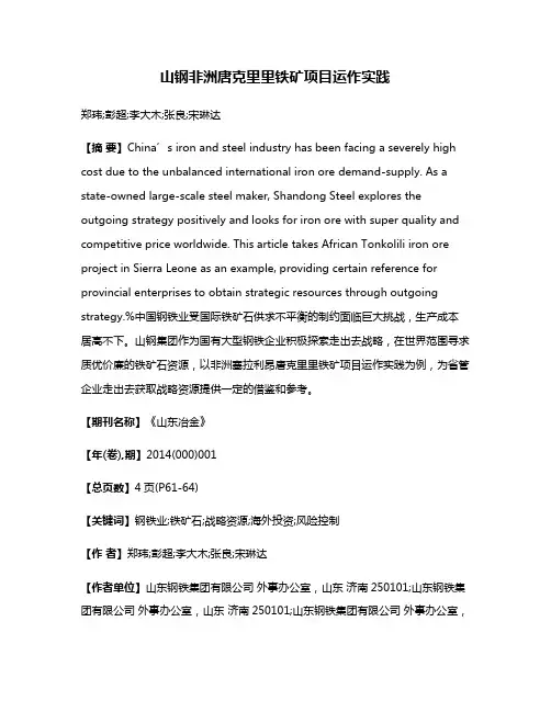 山钢非洲唐克里里铁矿项目运作实践