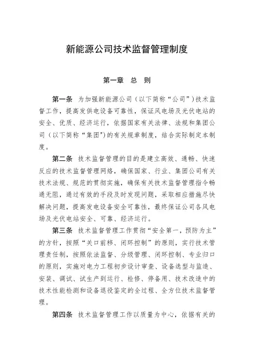 新能源公司技术监督管理制度
