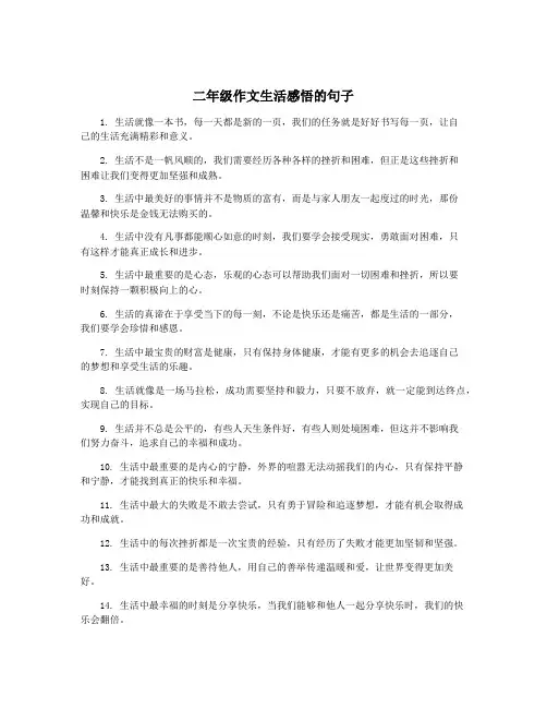 二年级作文生活感悟的句子
