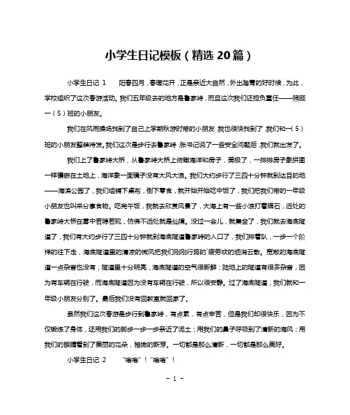 小学生日记模板(精选20篇)