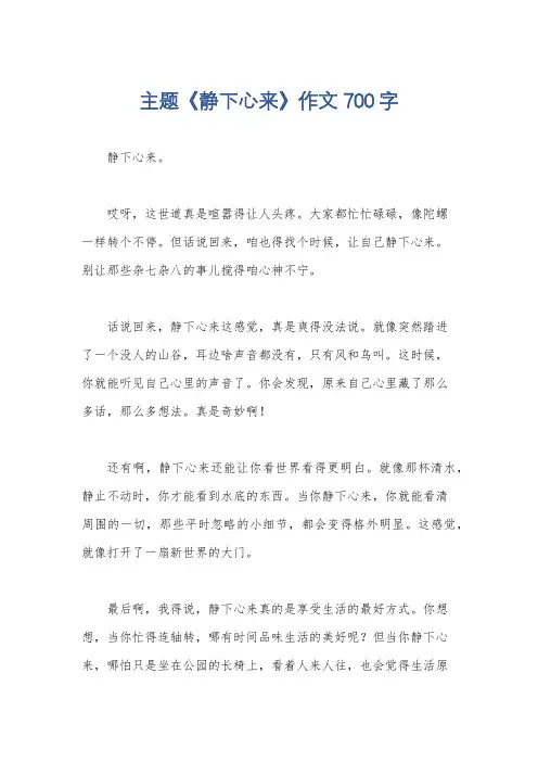 主题《静下心来》作文700字