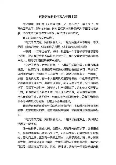 有关时光匆匆作文六年级5篇
