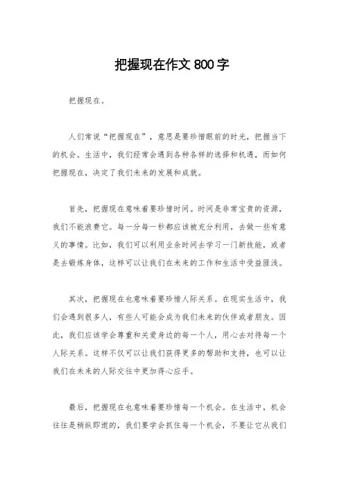 把握现在作文800字