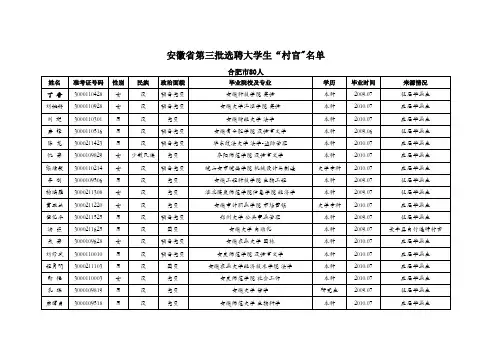 安徽省第三批大学生村官