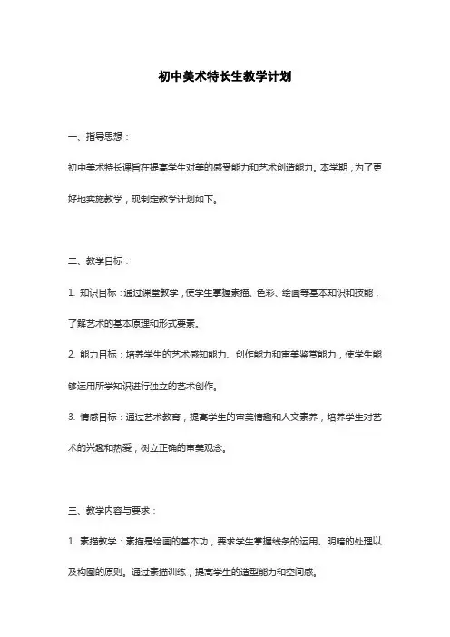 初中美术特长生教学计划