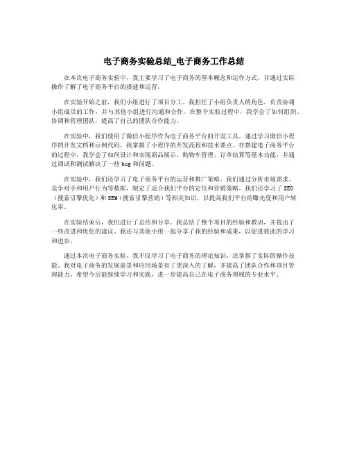 电子商务实验总结_电子商务工作总结