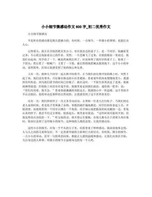 小小细节微感动作文600字_初二优秀作文