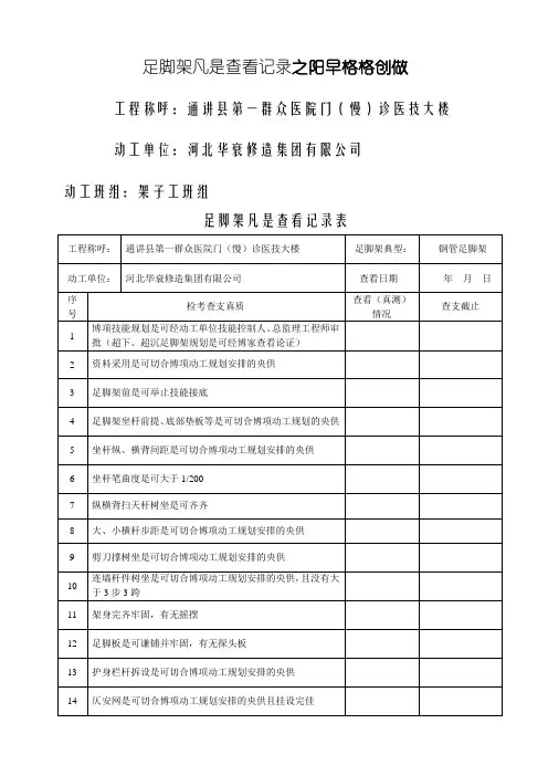 脚手架日常(检查)记录表