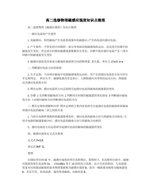 高二选修物理磁感应强度知识点梳理