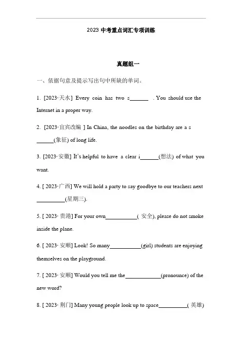 2023年山东中考英语重点词汇专项训练