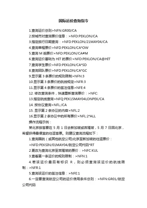 国际运价查询指令