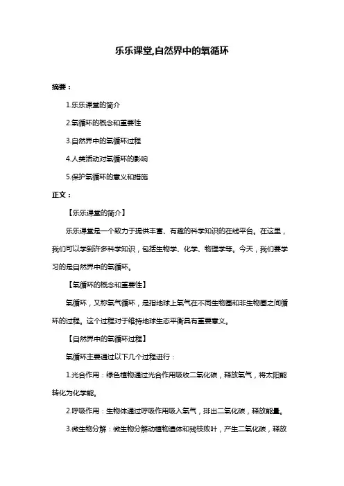 乐乐课堂,自然界中的氧循环