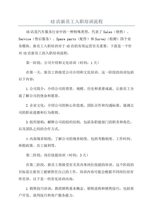 4S店新员工入职培训流程