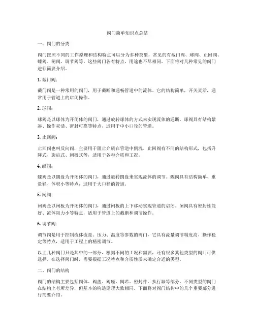 阀门简单知识点总结
