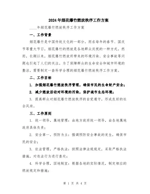 2024年烟花爆竹燃放秩序工作方案