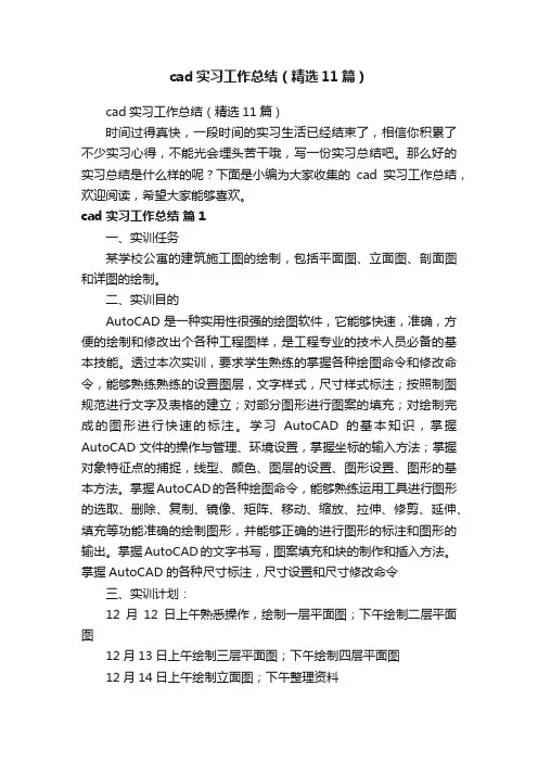 cad实习工作总结（精选11篇）