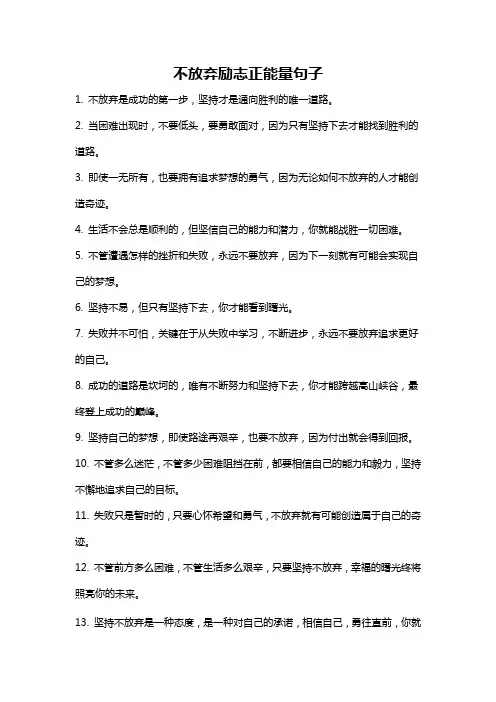 不放弃励志正能量句子