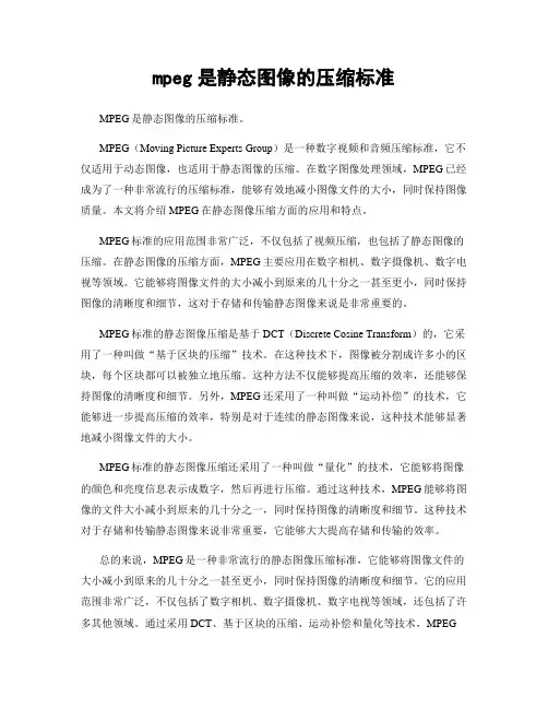 mpeg是静态图像的压缩标准