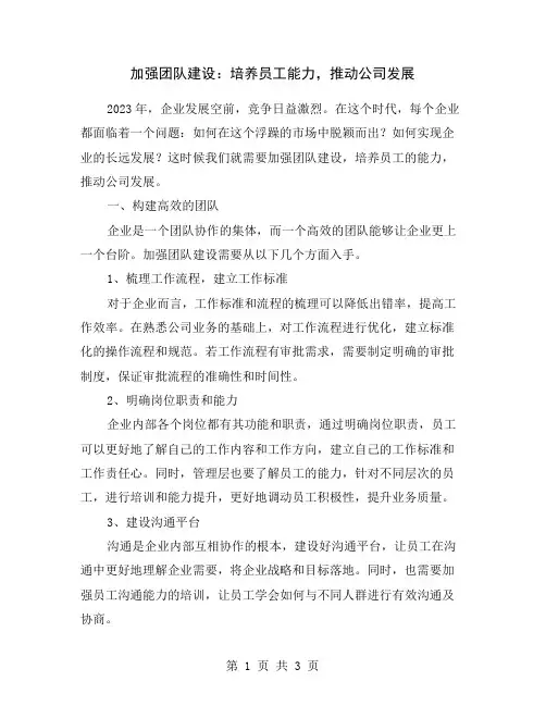 加强团队建设：培养员工能力,推动公司发展
