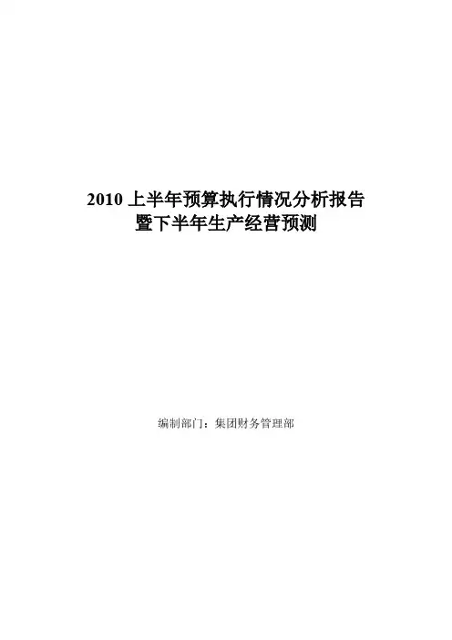 预算执行情况分析报告模板