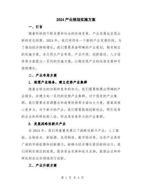 2024产业规划实施方案