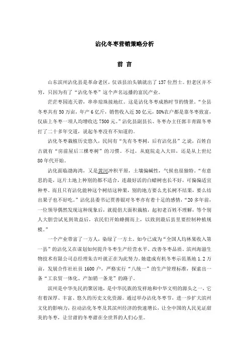 沾化冬枣营销策略分析毕业设计论文