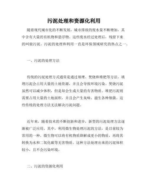 污泥处理和资源化利用