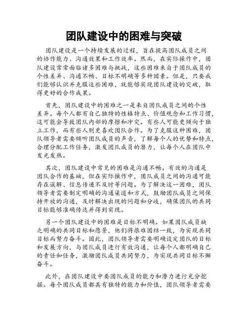 团队建设中的困难与突破