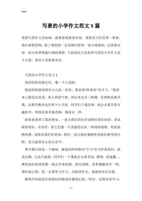 写景的小学作文范文5篇