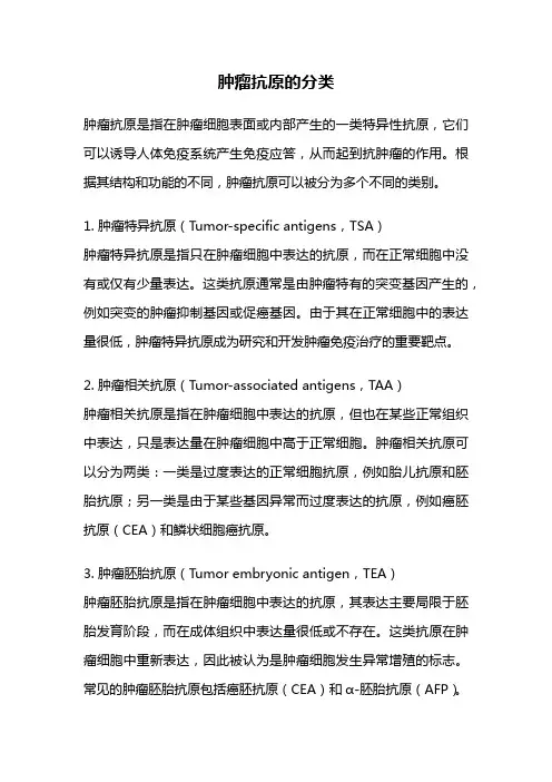 肿瘤抗原的分类