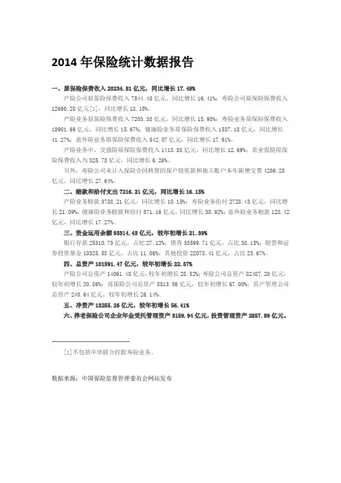 2014年保险统计数据报告