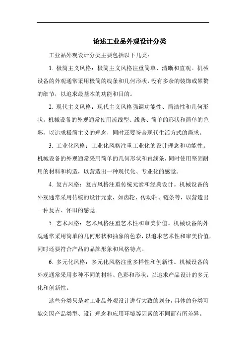 论述工业品外观设计分类