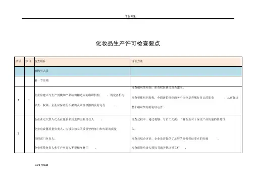 化妆品生产许可检查要点105条