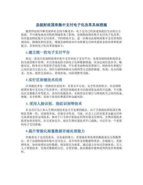 县级财政国库集中支付电子化改革具体措施