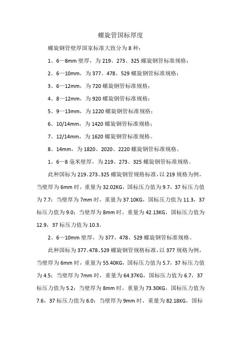 螺旋管国标厚度
