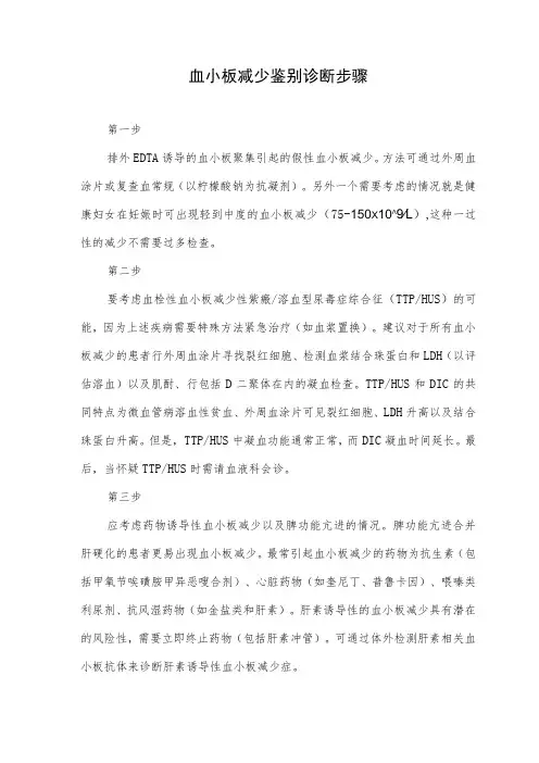 血小板减少鉴别诊断步骤