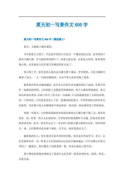夏天初一写景作文600字