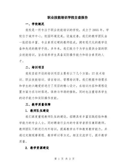 职业技能培训学校自查报告