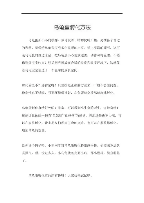 乌龟蛋孵化方法
