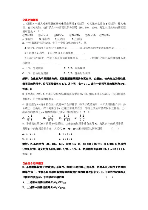分离定律、自由组合定律训练题