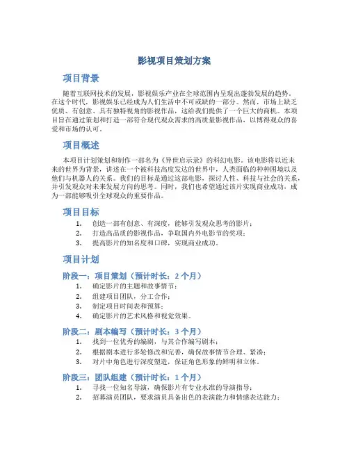 影视项目策划方案