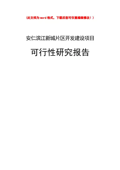 (最新版)滨江新城片区开发建设项目可行性研究报告