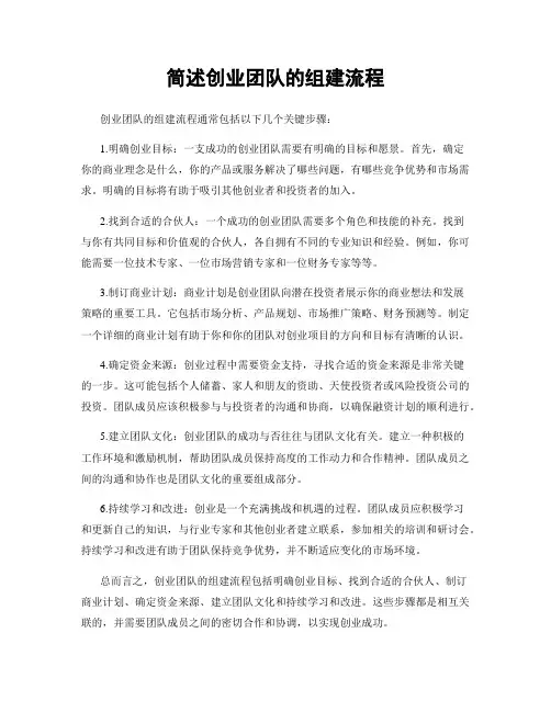 简述创业团队的组建流程