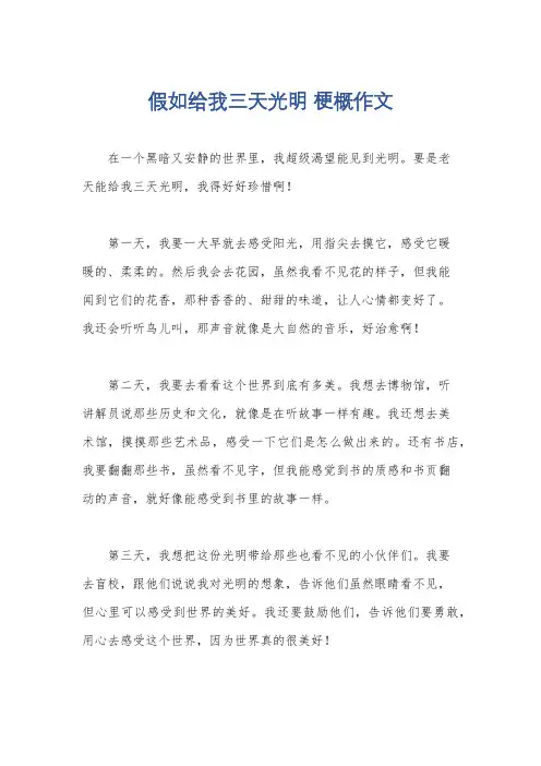假如给我三天光明 梗概作文
