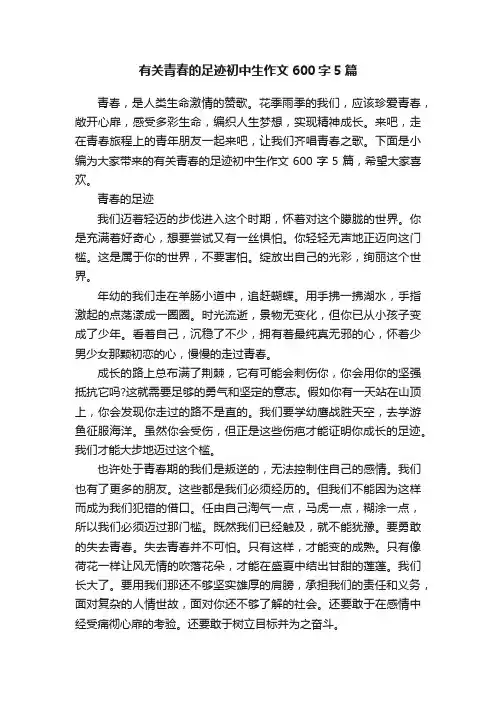 有关青春的足迹初中生作文600字5篇