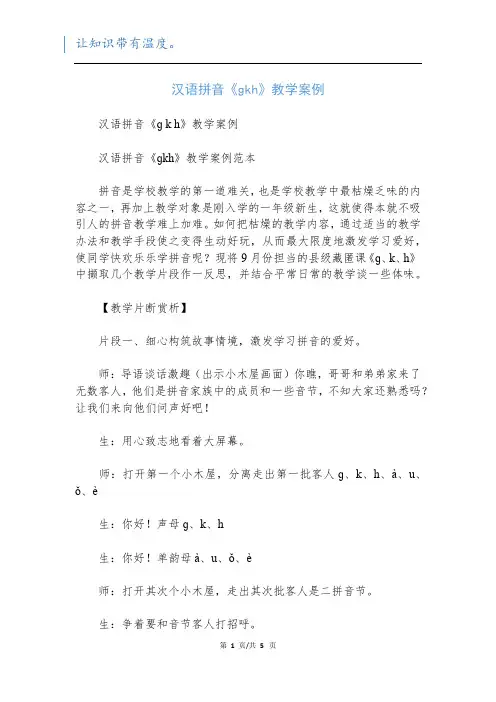 汉语拼音《ɡkh》教学案例