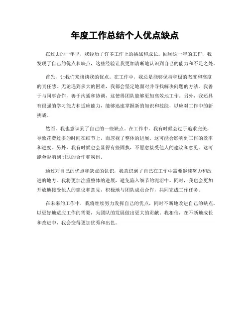 年度工作总结个人优点缺点