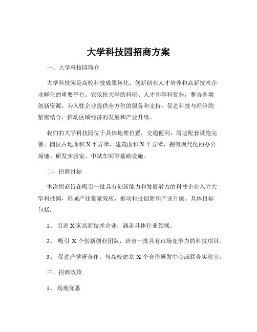 大学科技园招商方案