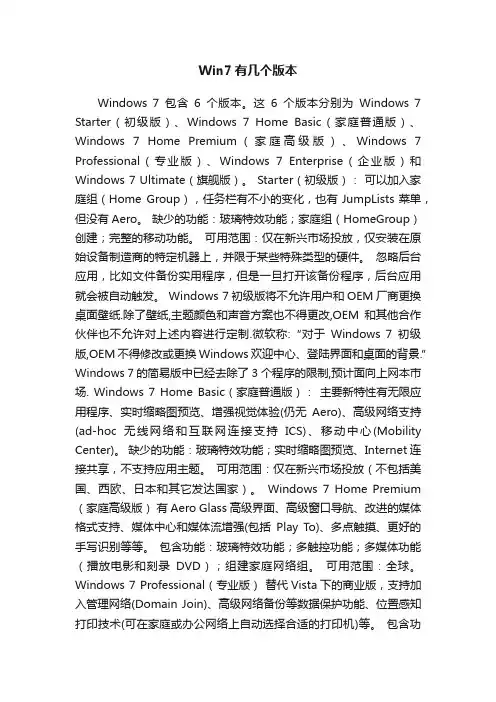 Win7有几个版本