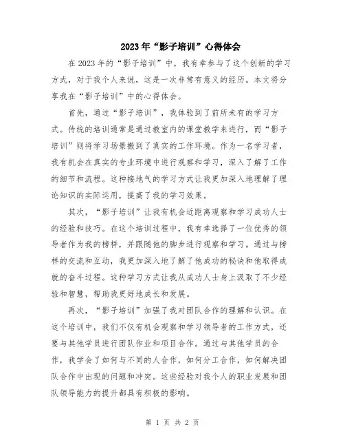 2023年“影子培训”心得体会